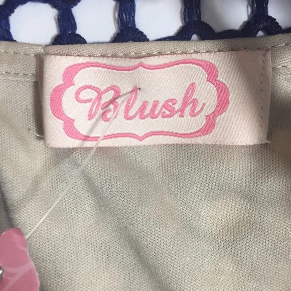 Blush Navy Fishnet Short Sleeve Dress Size M NWT - Picture 7 of 9